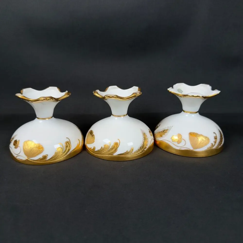 6x T&V Limoges France White Porcelain Compote Footed Bowl SIGNED BOHL gold trim